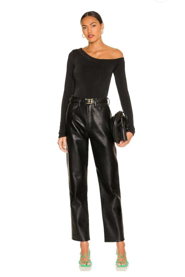 Women's Black One Shoulder Silk Jersey Bodysuit