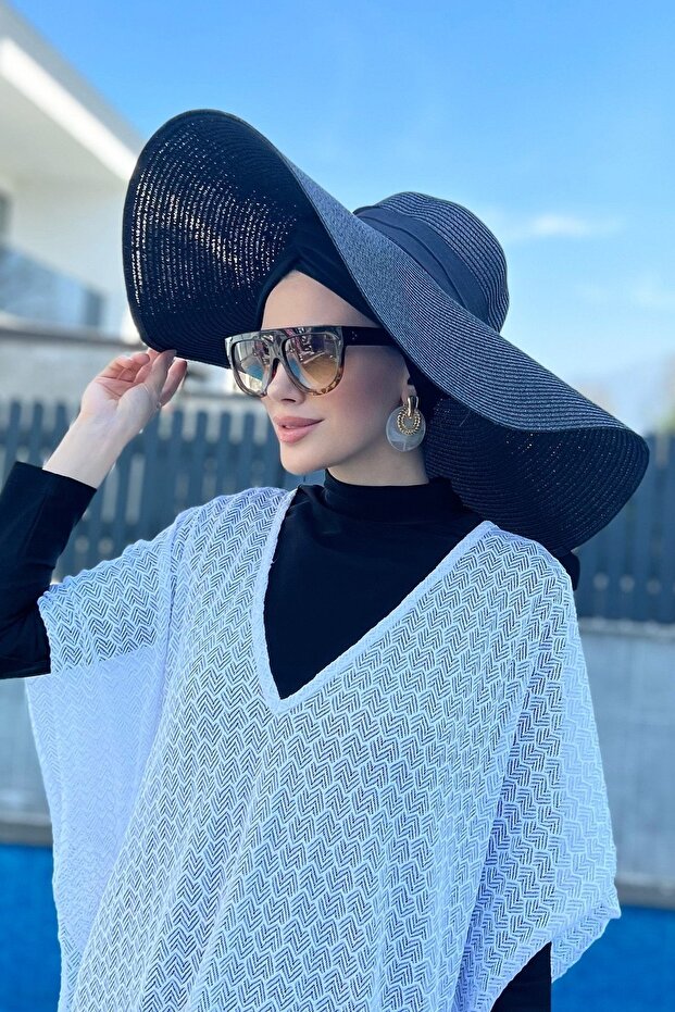 Large Size Straw Hat Black Rş-21