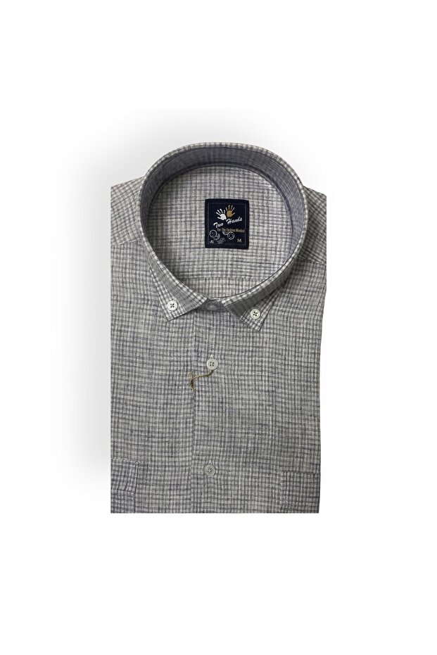 Men's Classic Casual Cut Short Sleeve Double Pocket Cotton Shirt 438