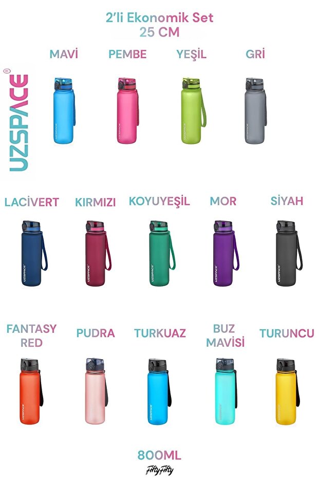 طقم قارورة تريتان مكون من قطعتين سعة 800 مل و14 خيارًا مختلفًا للألوان - 3