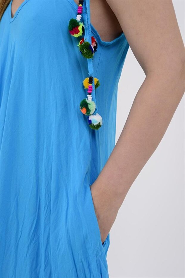 Kadın Ponponlu Boho Tulum - 4