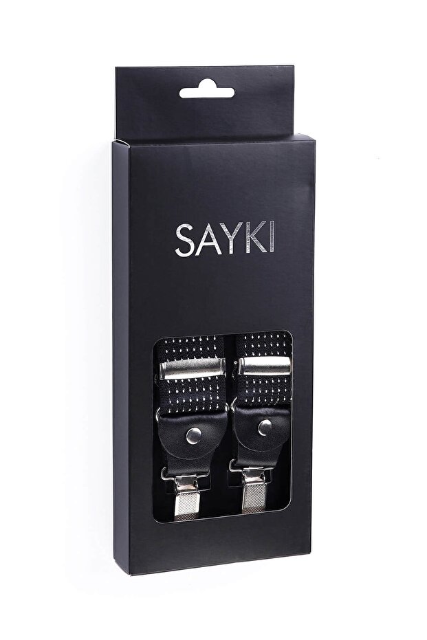 Black Polka Dot Patterned Trouser Strap - 1