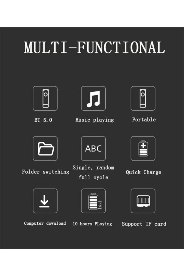 Bluetooth Lu Mp3 Player Dahili Hoparlör Kablolu Ve Kablosuz Kulaklık Ile Kullanabilme Mini Mp3 Çalar - 5