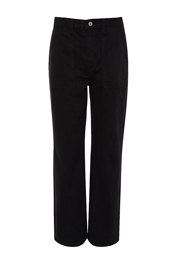 Siyah Cep Detaylı Yüksek Bel Wide Leg Jeans TWOAW22JE0595 - 9