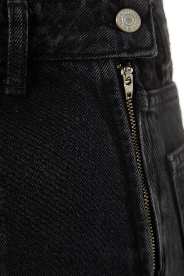 Siyah Yırtmaçlı Denim Şort Etek TWOSS23SR00091 - 7