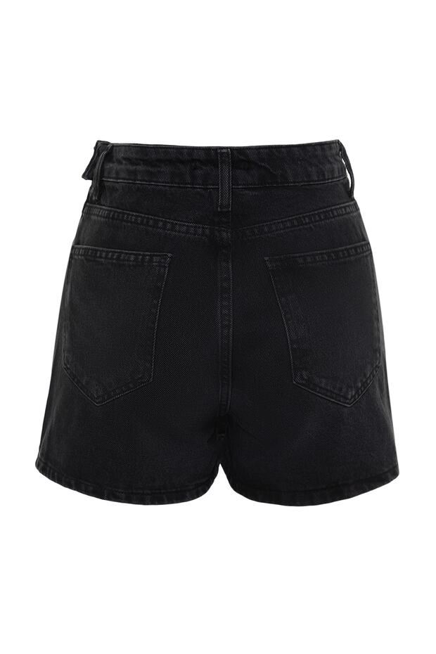 Siyah Yırtmaçlı Denim Şort Etek TWOSS23SR00091 - 8