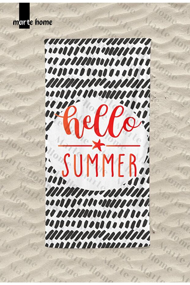 Hello Summer K - منشفة الشاطئ المطبوعة