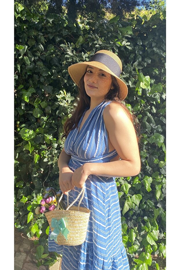 قبعة صيفية من القش على شكل جرس - 5