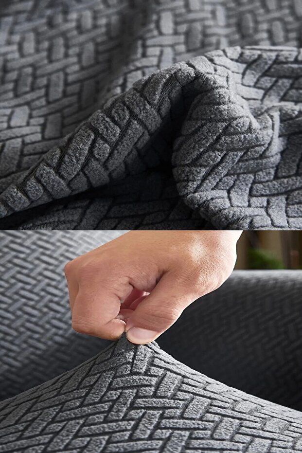 Kaliteli Hasır Desen Jakarlı Standart Sandalye Kılıfı Yıkanabilir Lıkralı Sandalye Örtüsü Tek Adet. - 5