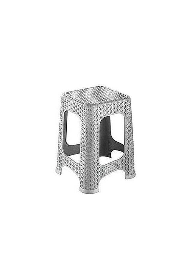 4 Adet Rattan Örgü Model Plastik Tabure Taş Rengi - 2