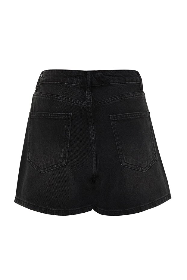 Siyah Yüksek Bel City Boy Denim Şort TWOSS23SR00199 - 10