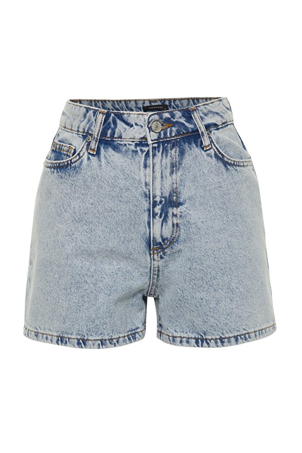Açık Mavi Yüksek Bel City Boy Denim Şort TWOSS23SR00199 - 10