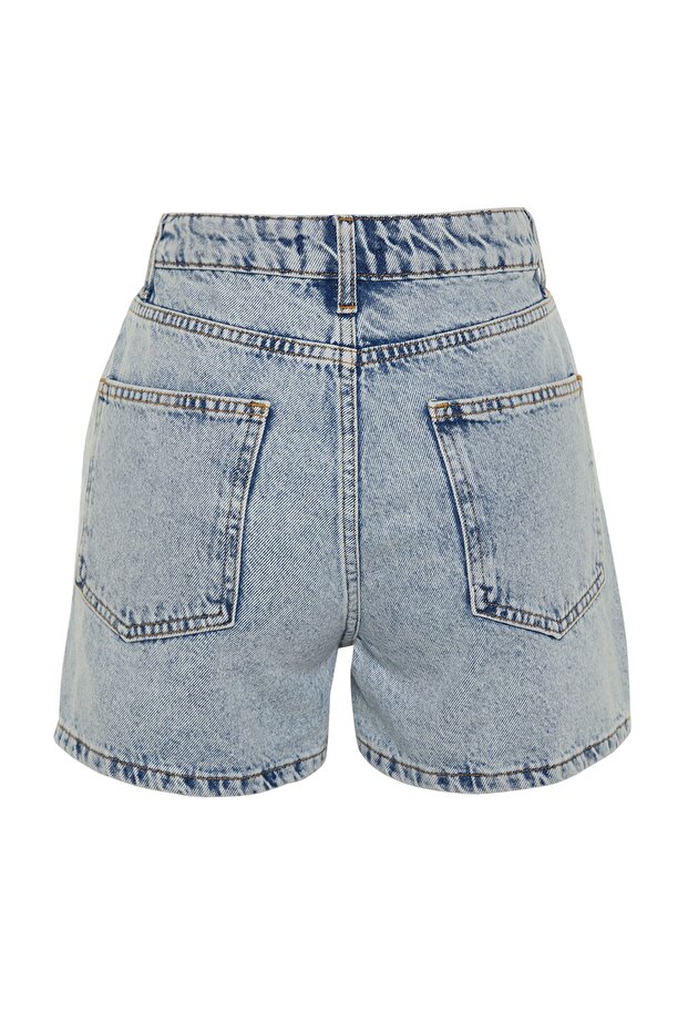 Açık Mavi Yüksek Bel City Boy Denim Şort TWOSS23SR00199 - 12