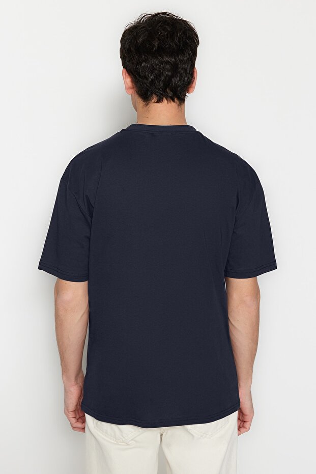 Siyah Oversize/Geniş Kesim Baskılı %100 Pamuklu T-Shirt TMNSS23TS00261 - 2
