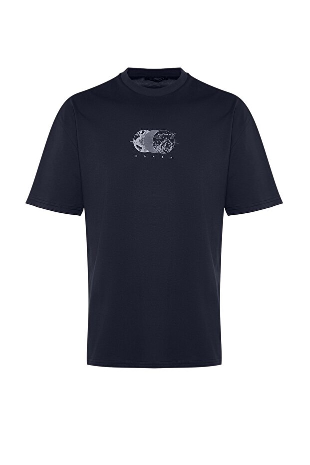 Siyah Oversize/Geniş Kesim Baskılı %100 Pamuklu T-Shirt TMNSS23TS00261 - 6