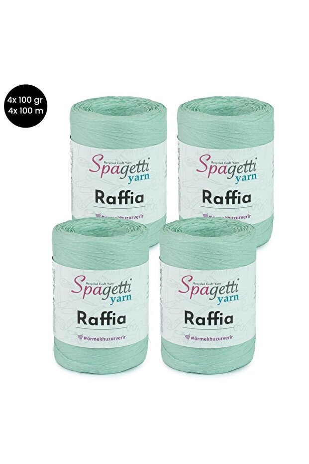 Raffia 4-Piece Light Mint Hand Knitting Yarn