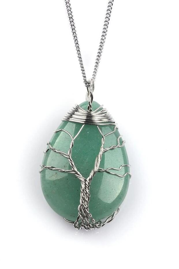 Aventurine Natural Stone Wire Wrapped Necklace