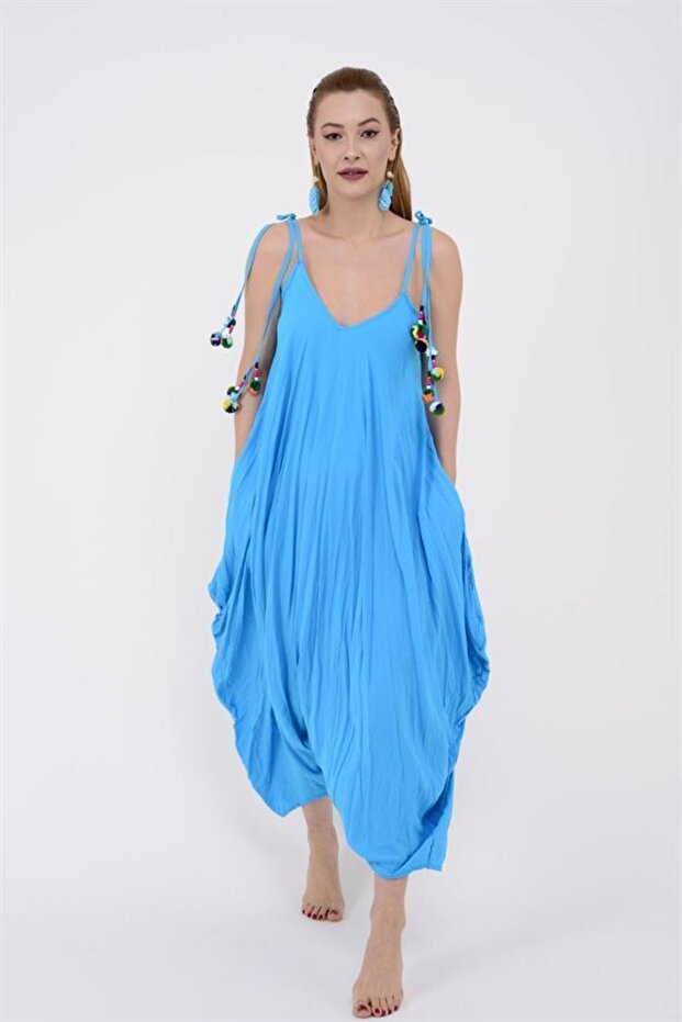 Kadın Ponponlu Boho Tulum - 1