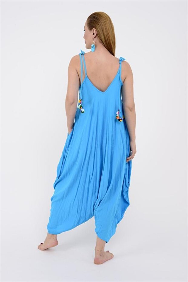 Kadın Ponponlu Boho Tulum - 6