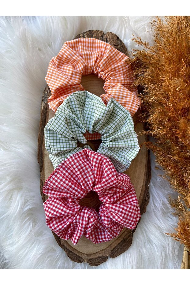 Women's 4-Piece Gingham Hair Rubber Buckle Set
