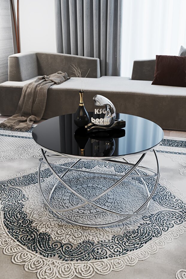 Gezegen Orta Sehpa Siyah Cam - 1