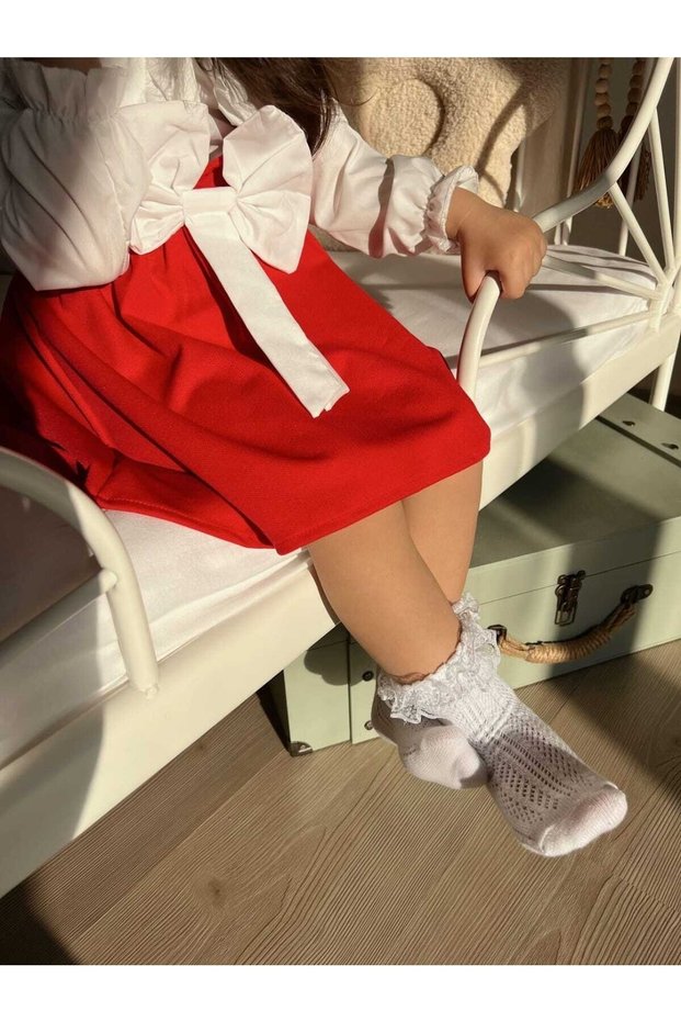 Ruffle Tulle Detailed Mesh Socks for Girl / Baby Girl - White