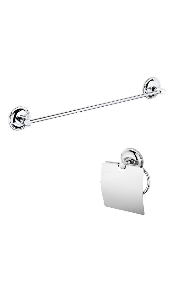 Stainless Wall Mounted Long Towel Holder and Paper Holder Set with Cover