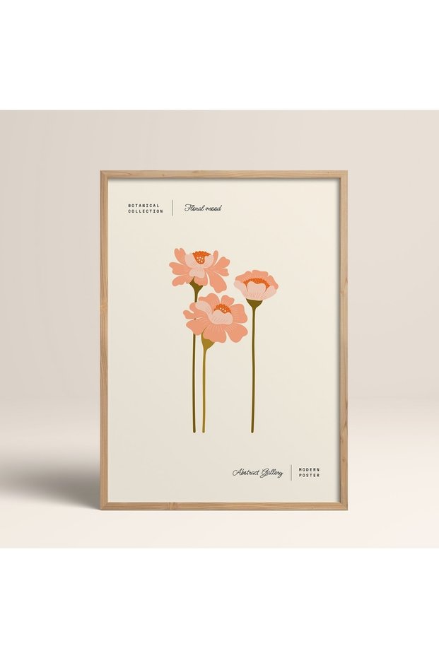 Natural Wood Framed Painting Framed Poster Artistic Modern Wall Decor (Flower163-Wood-40X60)