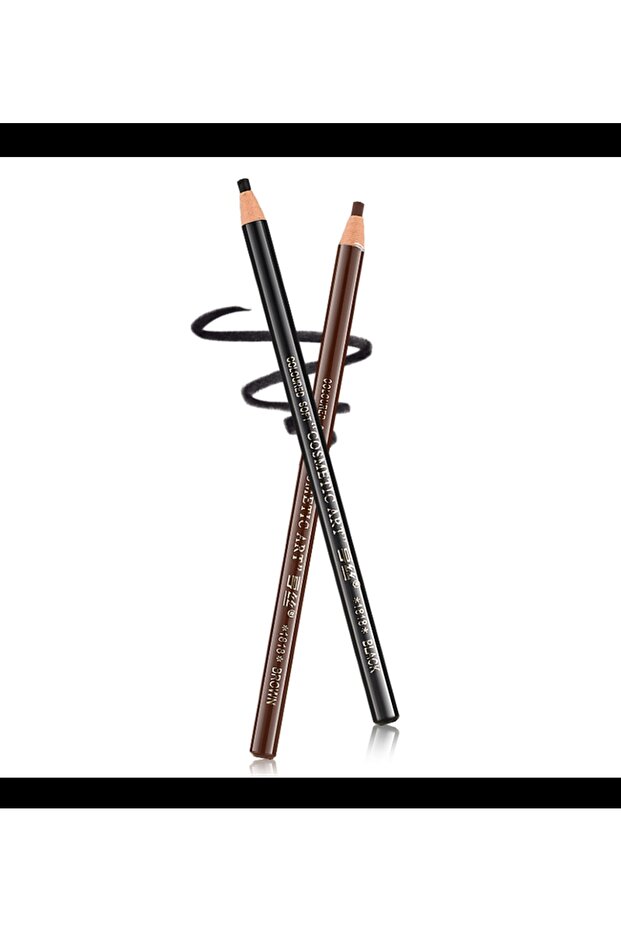 Black and Brown 2-Piece Microblading Template Pen - Waterproof Stringed Eyebrow Modeling - 2