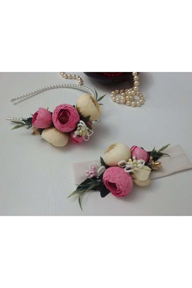 Women's Peony Floral Maternity Crown and Baby Headband