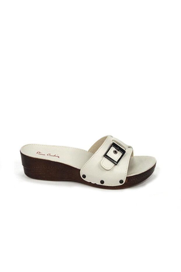 Women's Cream Buckle Daily Slippers