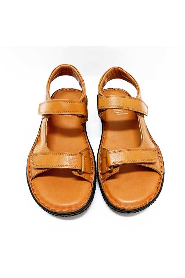 Erkek Taba Hakiki Deri Sandalet - 4