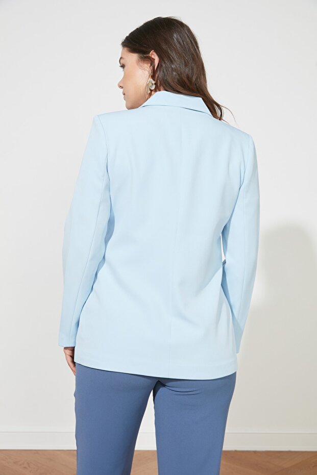 Açık Mavi Regular Astarlı Dokuma Blazer Ceket TWOSS21CE0137 - 5