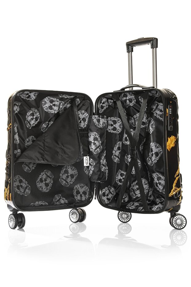 5217 Kuru Kafa Polikarbon Büyük Boy Valiz 5217 75 Cm ( Alevli Siyah ) - 5