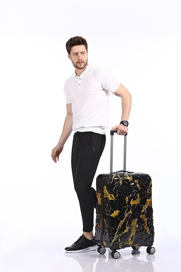 5217 Kuru Kafa Polikarbon Büyük Boy Valiz 5217 75 Cm ( Alevli Siyah ) - 6