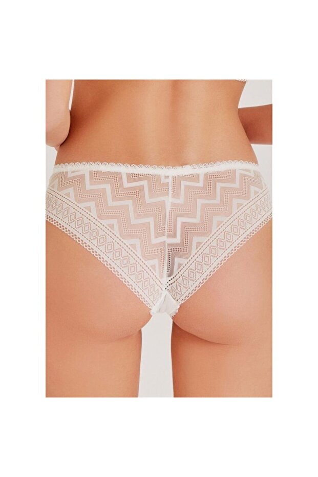 548 Zigzag Dantelli Normal Külot - Ekru - 2