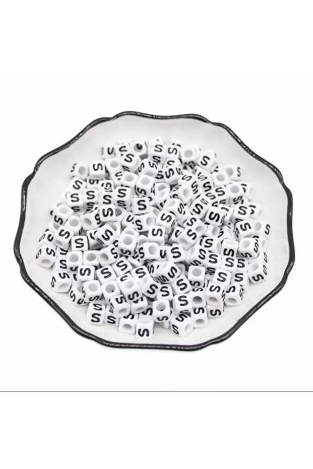 (E) 100 Pieces 6 Mm White Cube Letter Beads