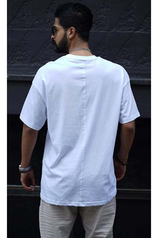 Erkek Oversize Beyaz Tshirt - 3
