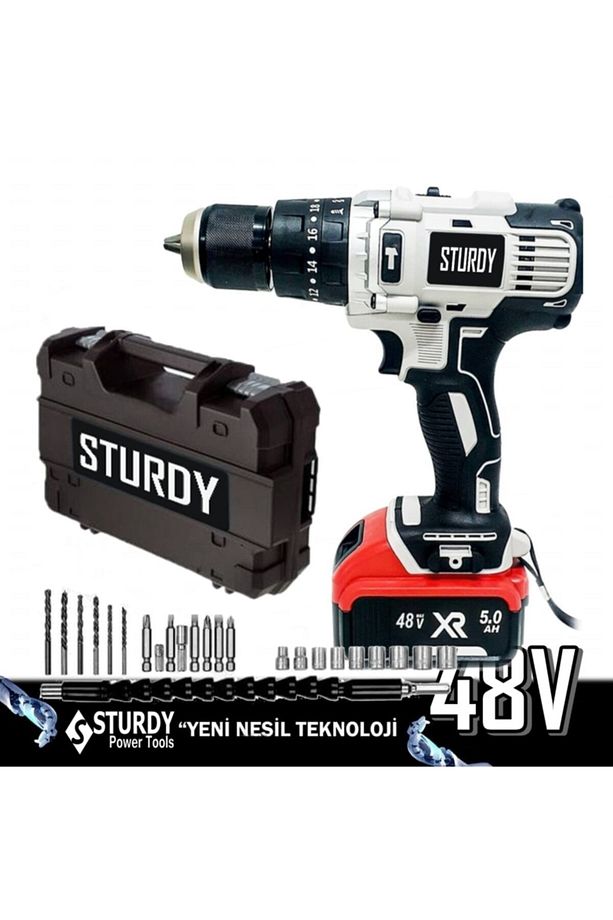 Sturdy Pro Xr4850xlg Li-on 48 Volt 5 Amper Şarjlı Çift Akülü Darbeli Matkap 27 Parça Usta Setli - 4