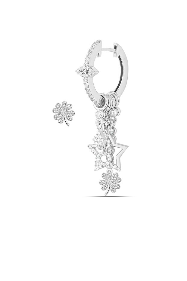 Gümüş Yonca Şans Küpesi - 1