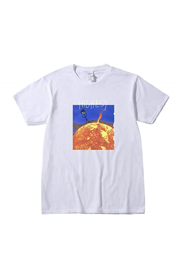 Unisex White Printed Highest Oversize Tshirt