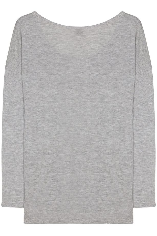 The Truth Is In The Wine Cep Detaylı Sweatshirt Açık Gri - HAU01101012 - 2