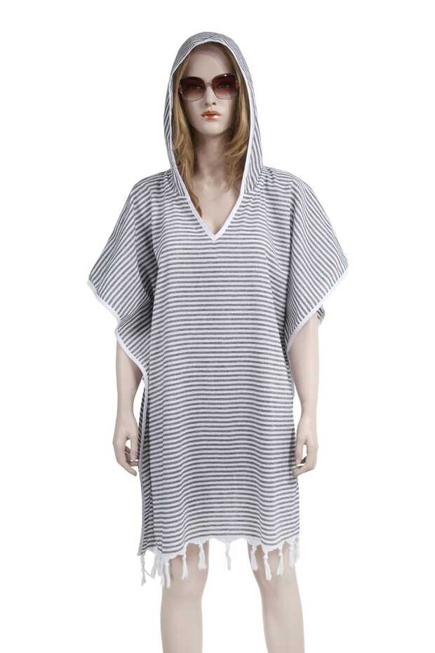 Loincloth Dress Hooded pinstripe Black