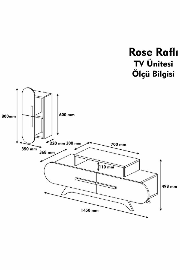 Rose Duvar Raflı Tv Ünitesi - 3