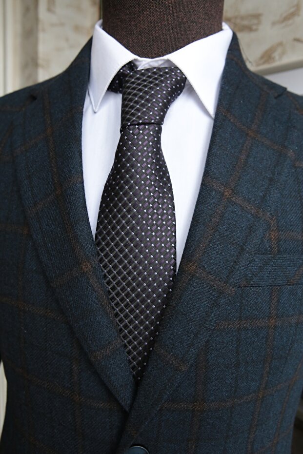 Checkered Blue Stamped Winter Jacket - 3