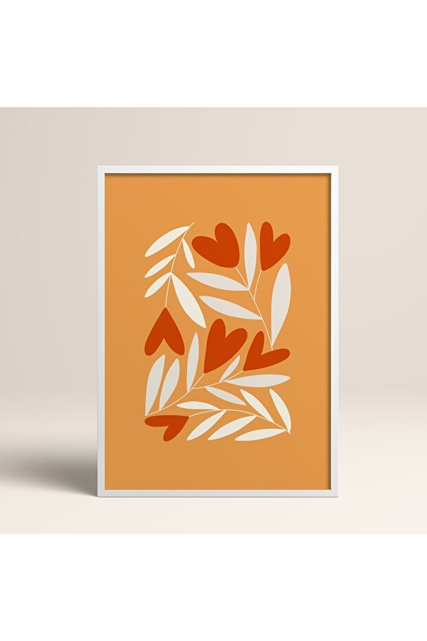 White Wooden Framed Painting Framed Poster Artistic Modern Wall Decor (Flower123-White-50X70)