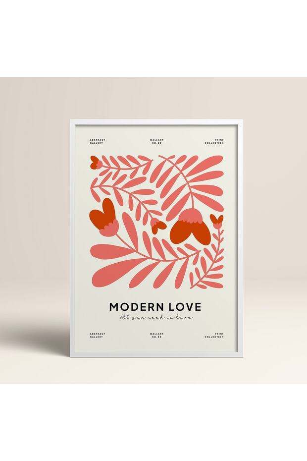 White Wooden Framed Painting Framed Poster Artistic Modern Wall Decor (Flower122-White-50X70)