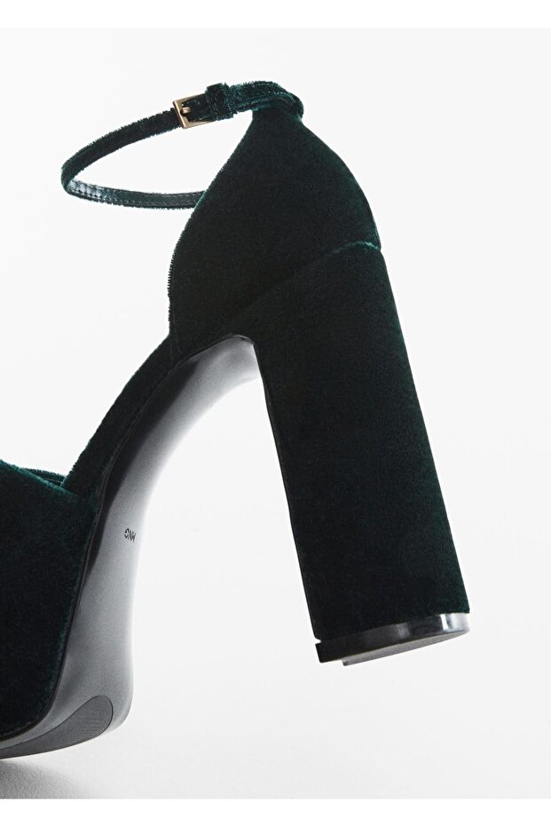Topuklu Kadife Sandalet - 5