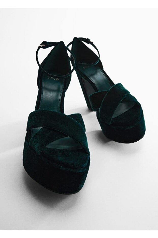 Topuklu Kadife Sandalet - 3