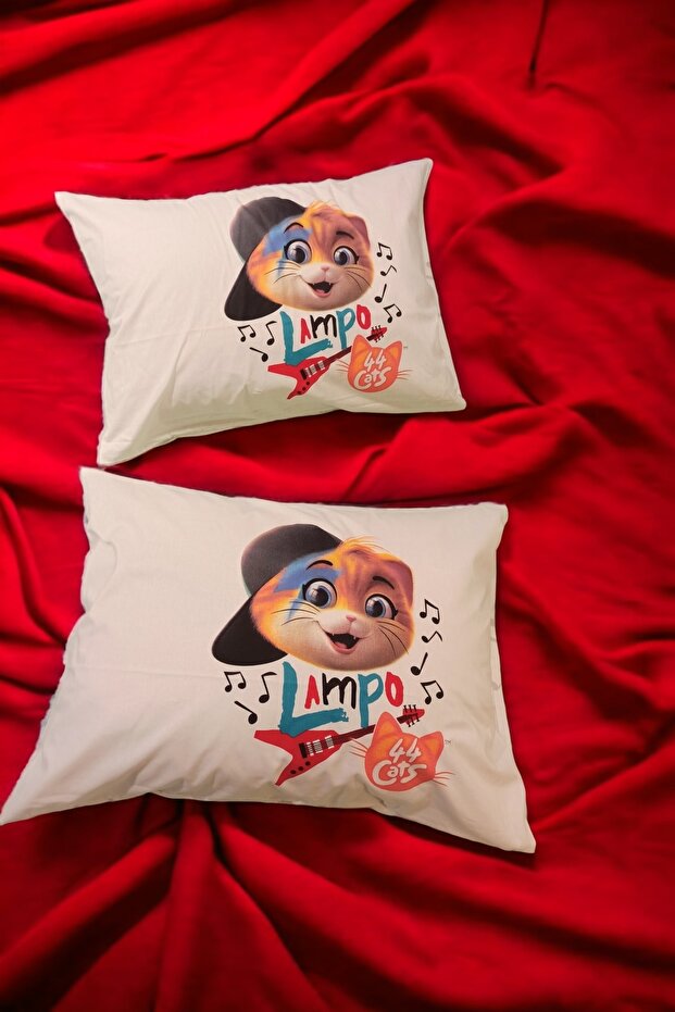 100% Cotton Poplin 44 Cats Lampo 2-Piece Pillow Case 50x70 Cm